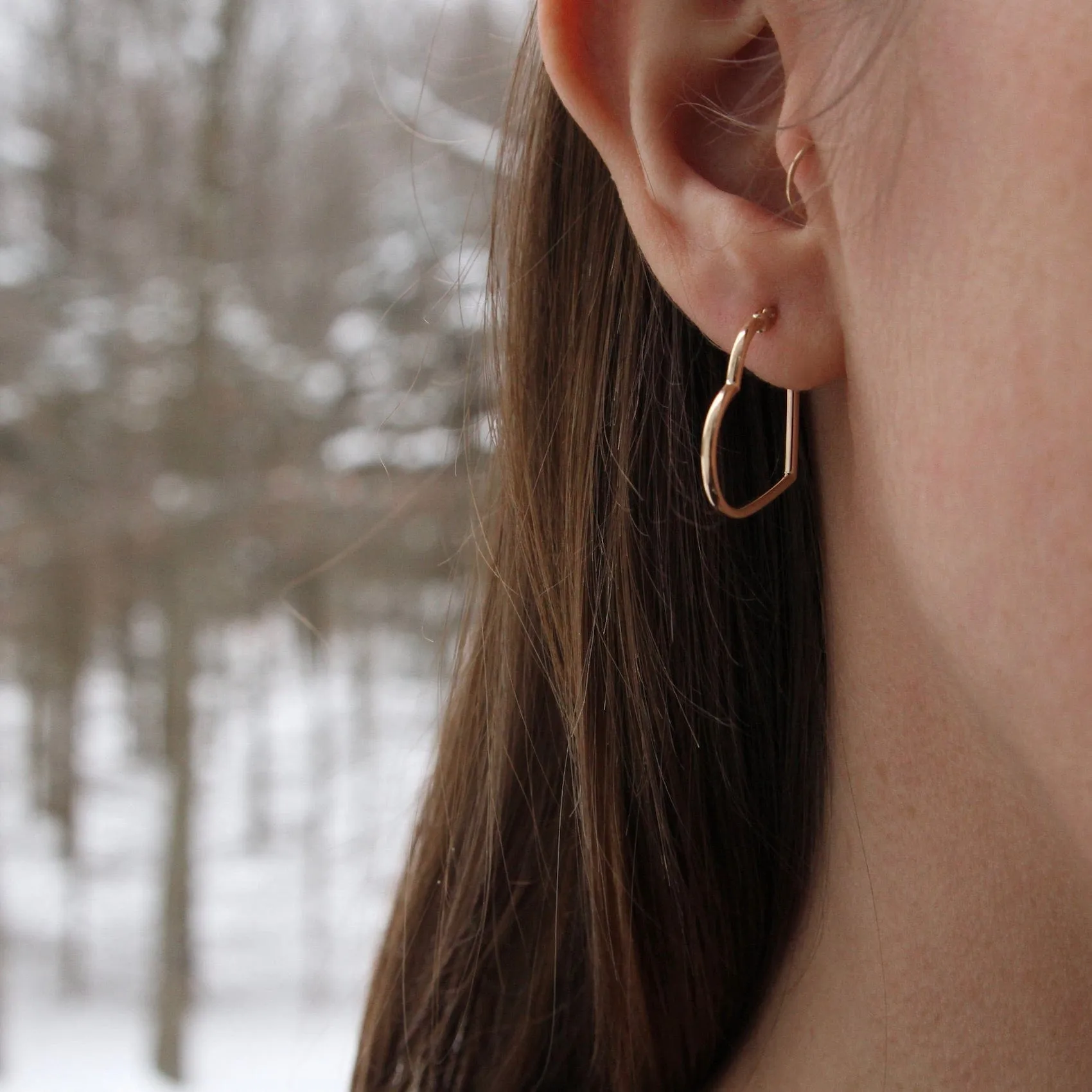 14k Gold Heart Hoops