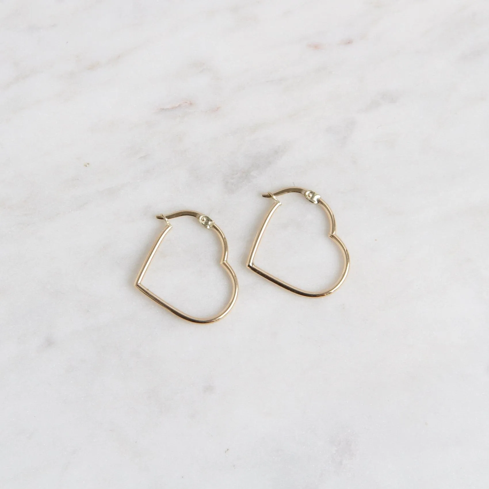 14k Gold Heart Hoops