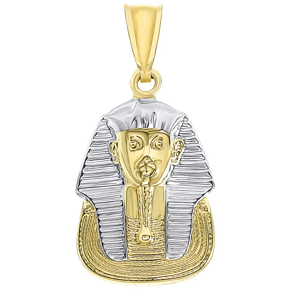 14K Gold King Tut Charm Egyptian Pharaoh Pendant - Yellow Gold