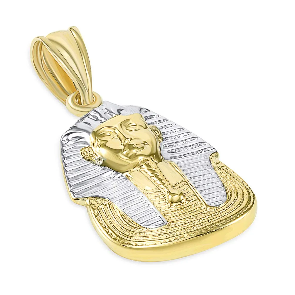 14K Gold King Tut Charm Egyptian Pharaoh Pendant - Yellow Gold