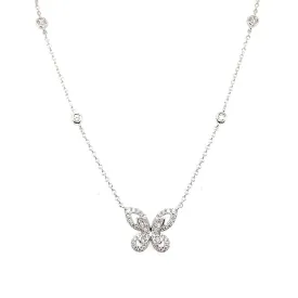 18K White Gold 0.27ctw Diamond Butterfly Pendant Necklace