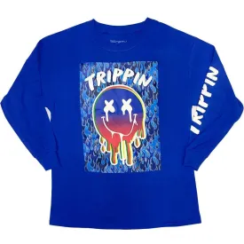 3Forty Inc Boys Trippin Smile Long Sleeve Shirt Royal Blue