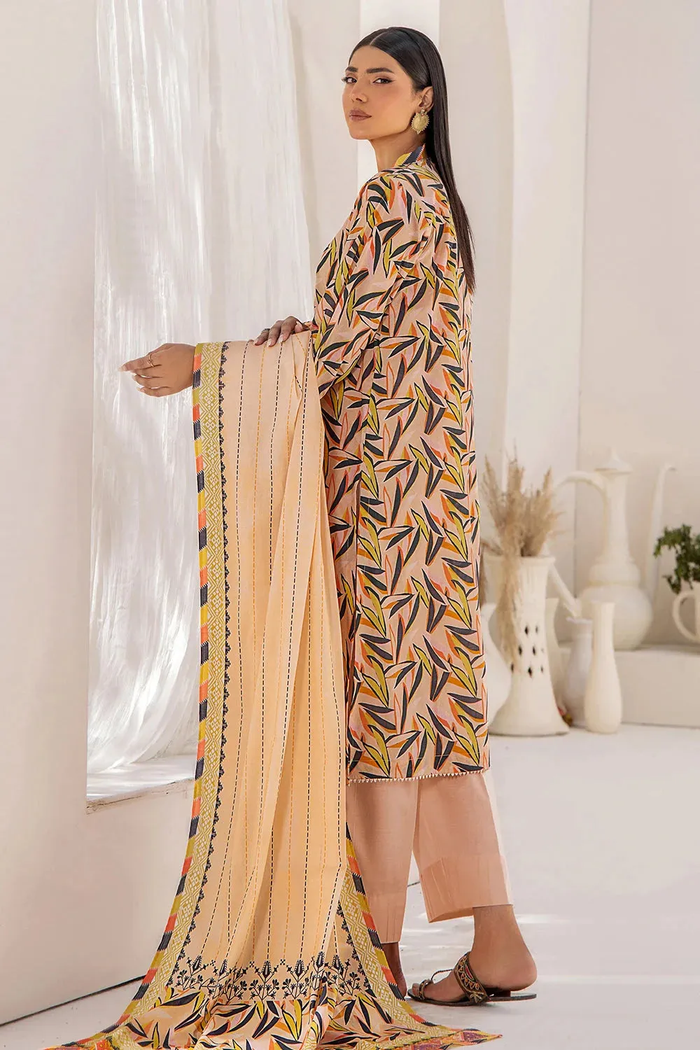 3PC Printed Unstitched Lawn Suit KLA-2409