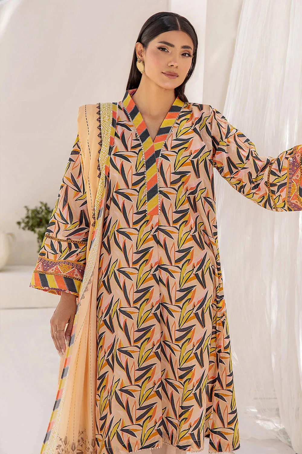 3PC Printed Unstitched Lawn Suit KLA-2409