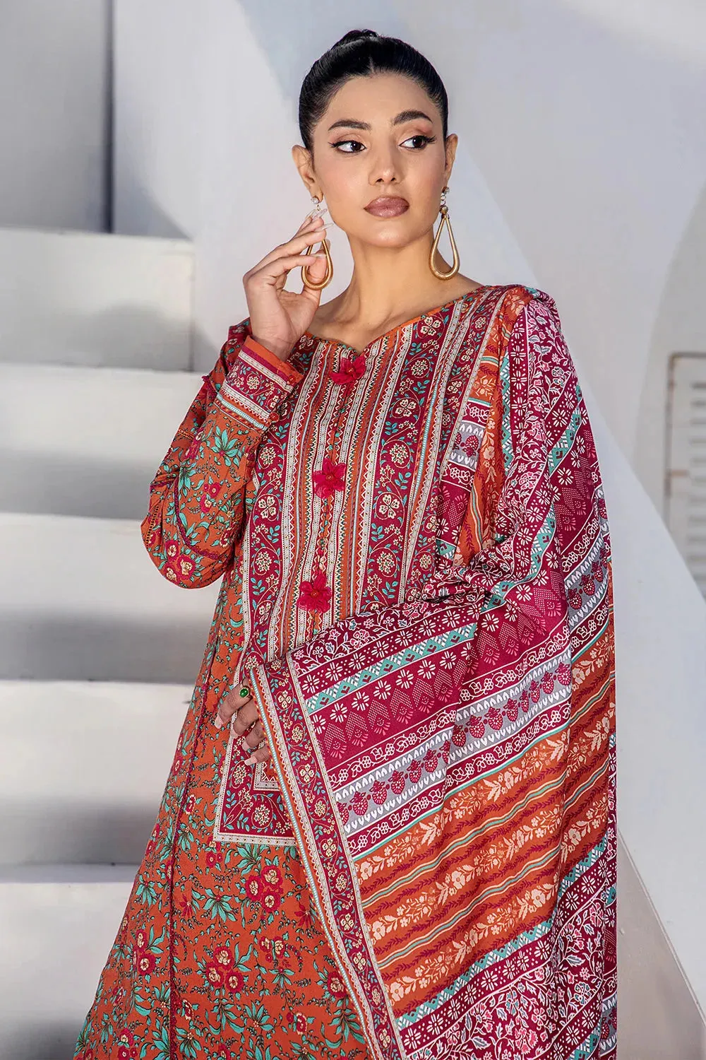 3PC Printed Unstitched Lawn Suit KLA-2416