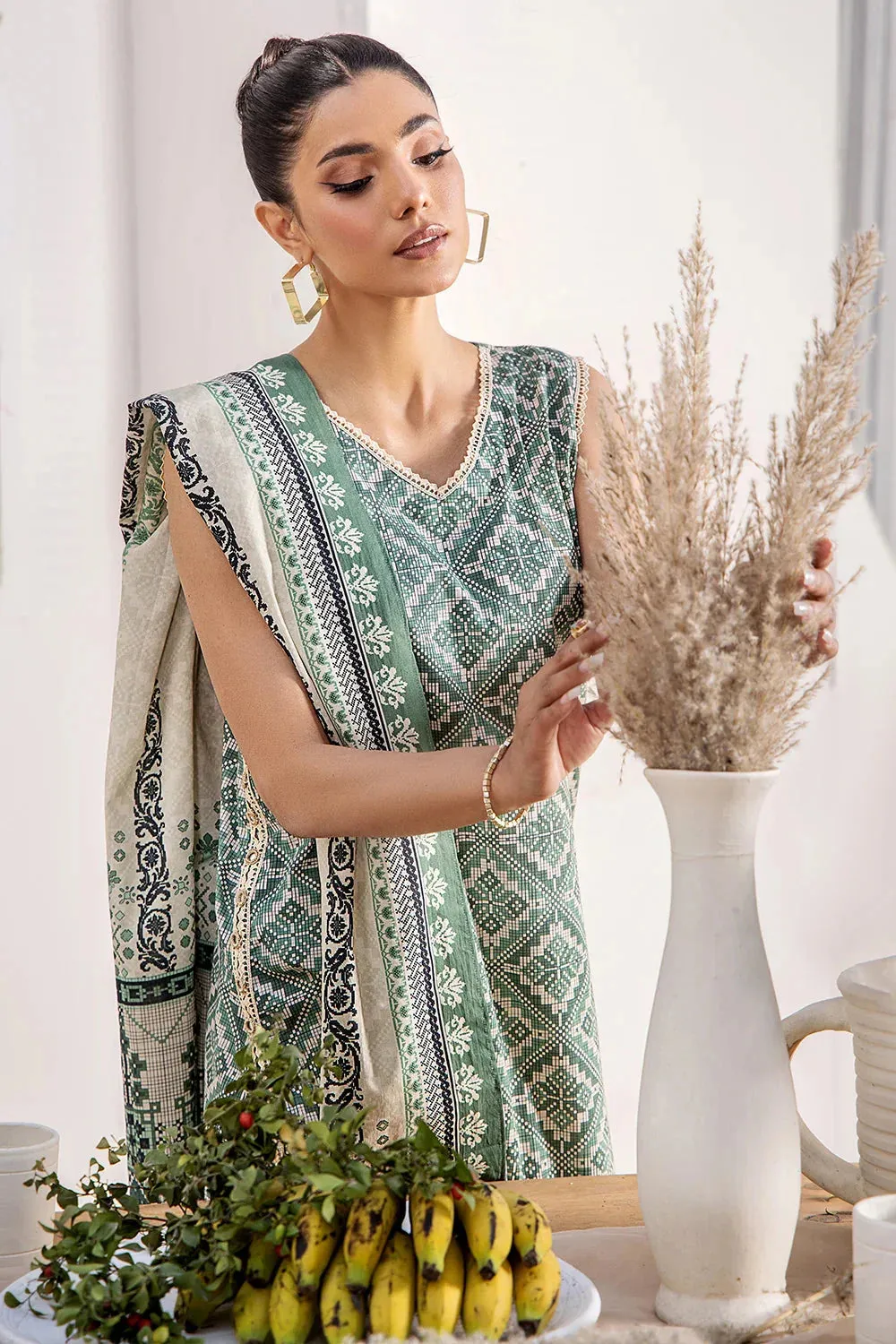 3PC Printed Unstitched Lawn Suit KLA-2425