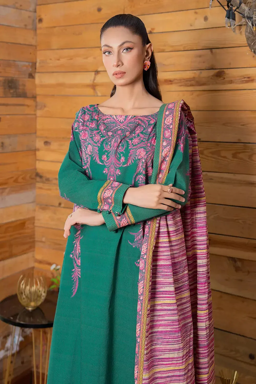 3PC Printed Unstitched Lawn Suit KLA-2799