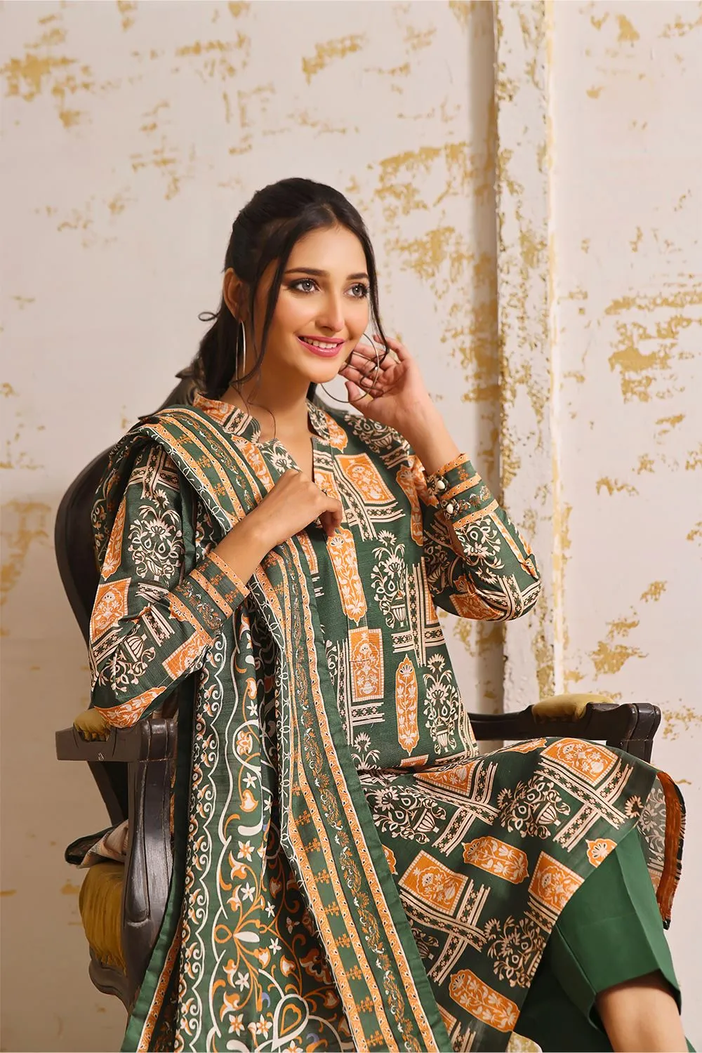 3PC Unstitched Khaddar Suit KKH-2357