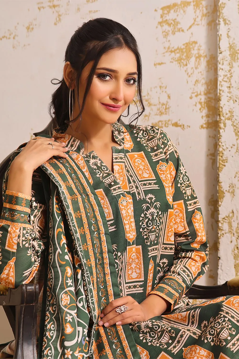 3PC Unstitched Khaddar Suit KKH-2357