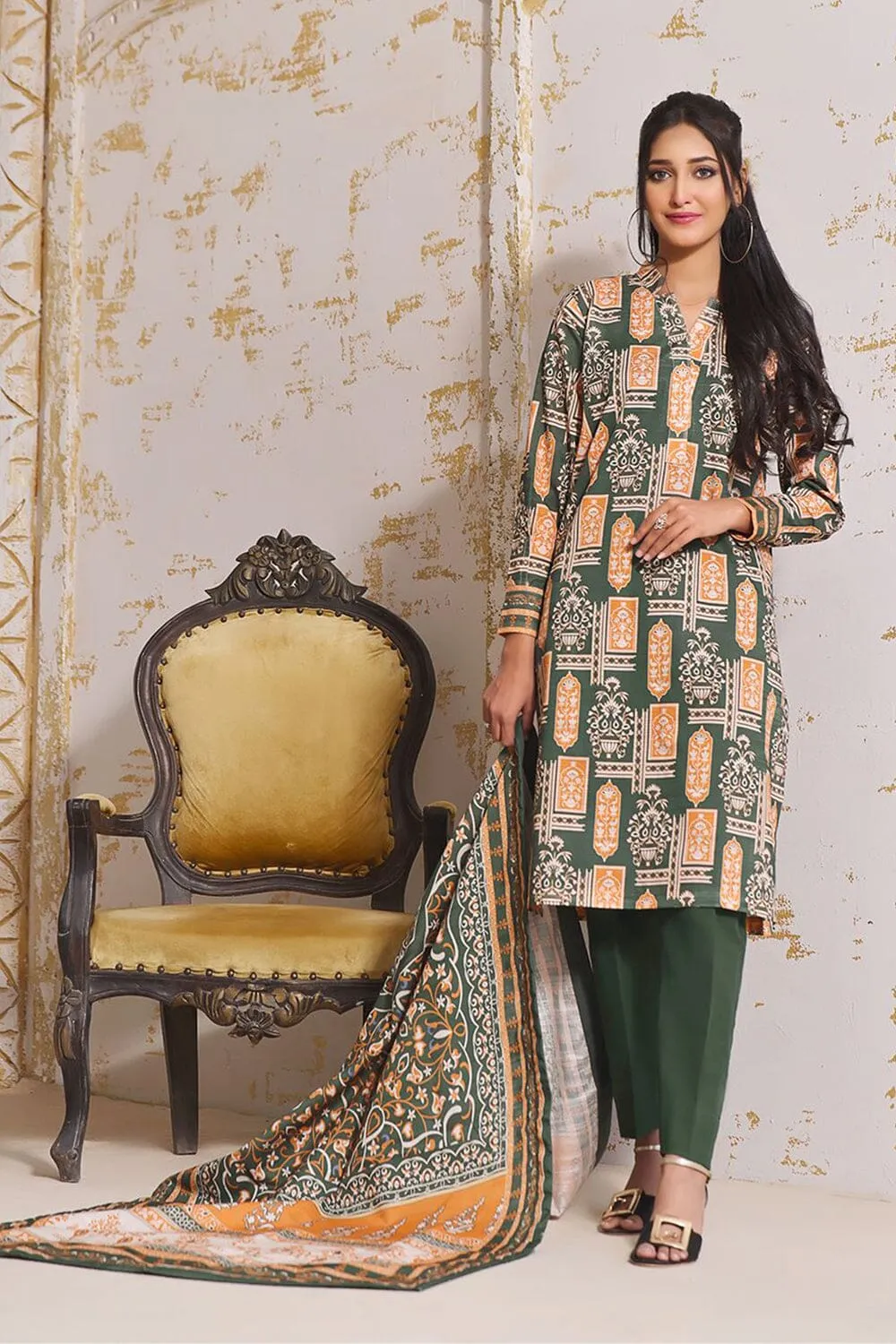 3PC Unstitched Khaddar Suit KKH-2357