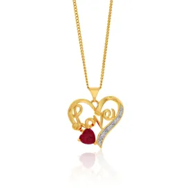 9ct Created Ruby & Diamond Love Pendant