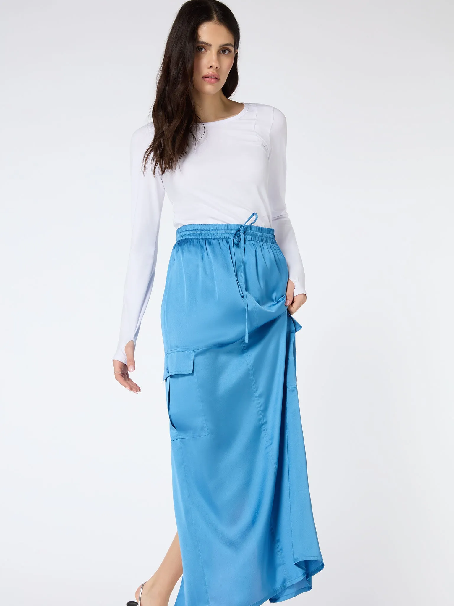 Adalyn Maxi Skirt in Light Blue