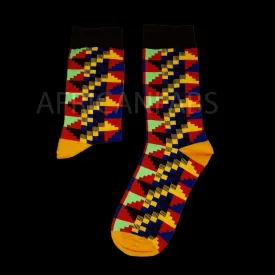 African socks / Afro socks / Kente socks - Red multicolor