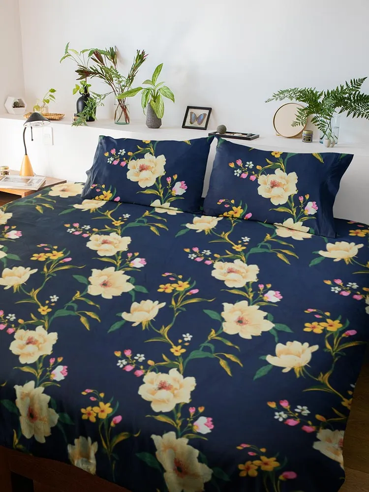 Alibaba Family Bedsheet with Pillow Cover - Cotton Mix & Floral Print - ₹550/-