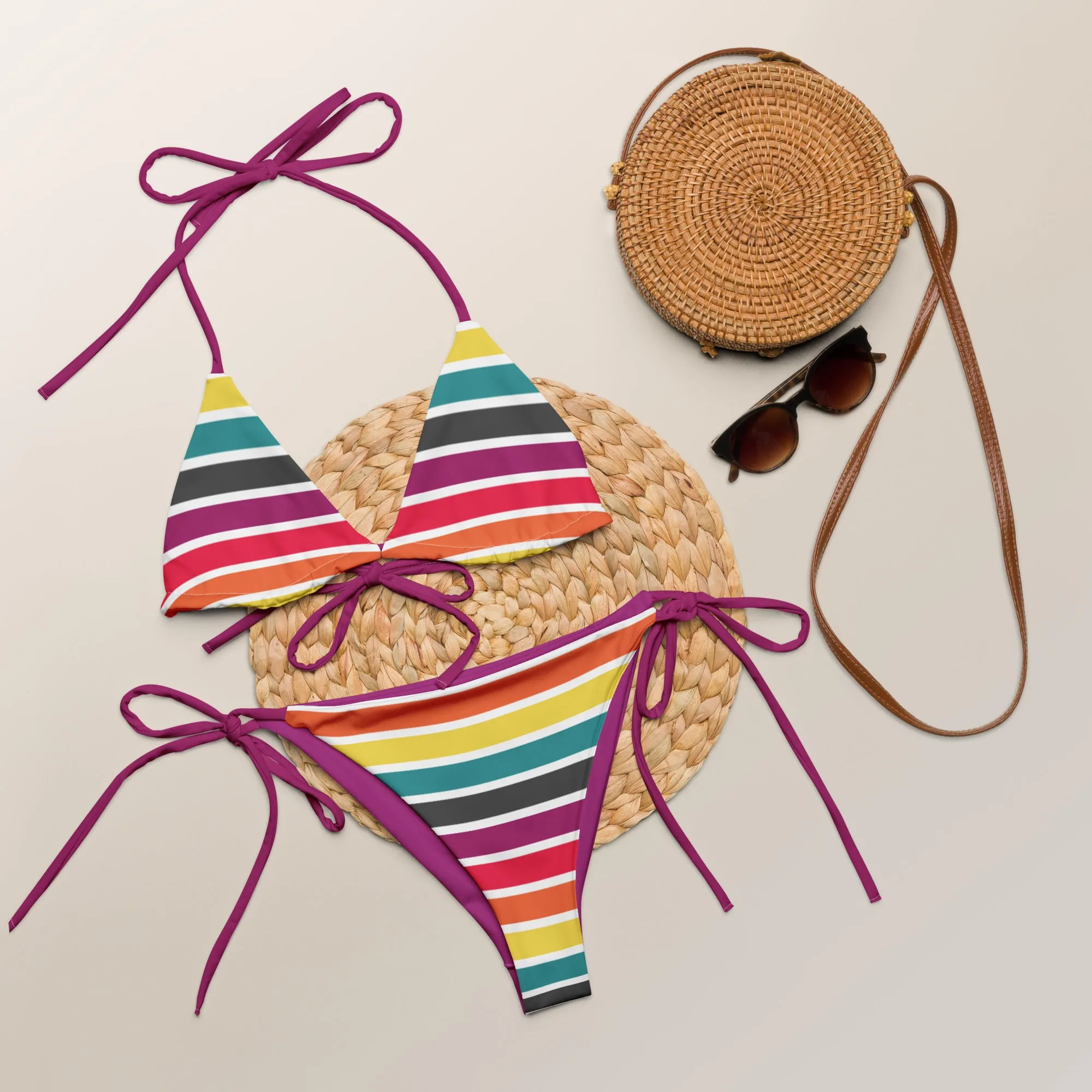 All-over print recycled string bikini