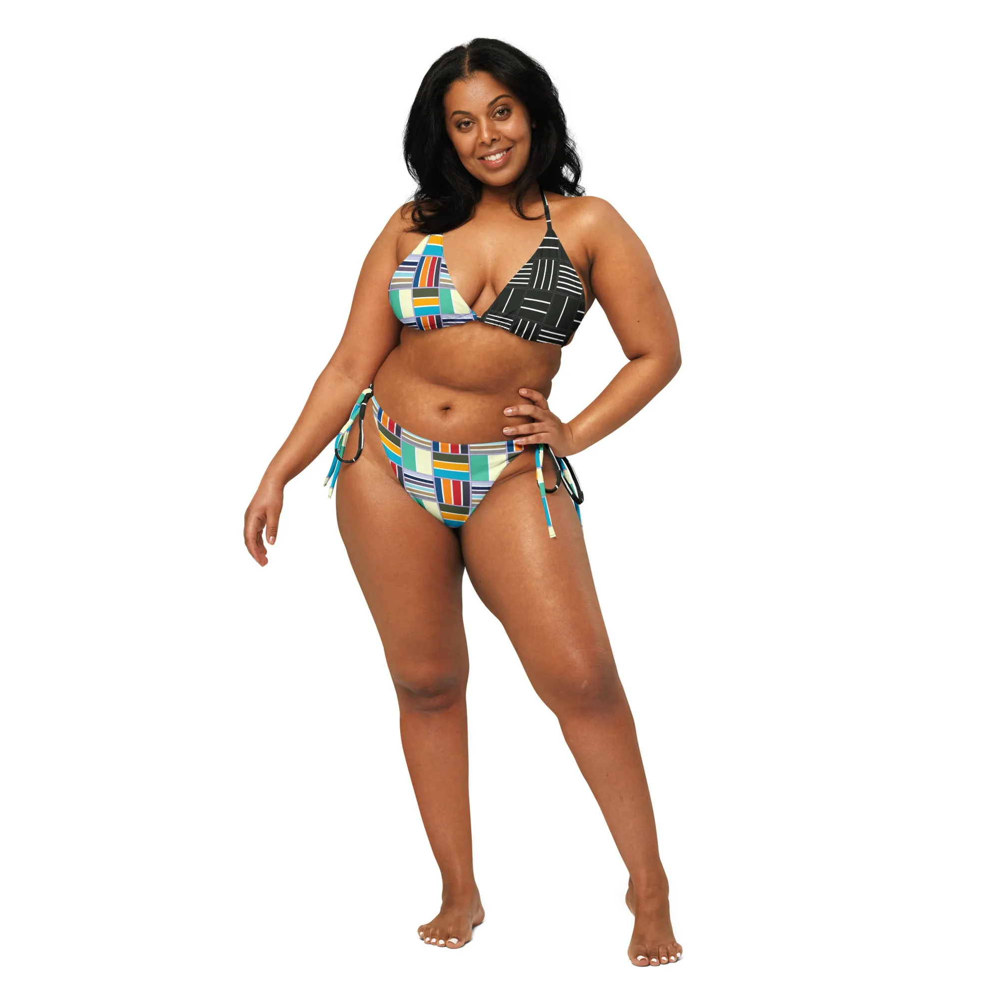 All-over print recycled string bikini