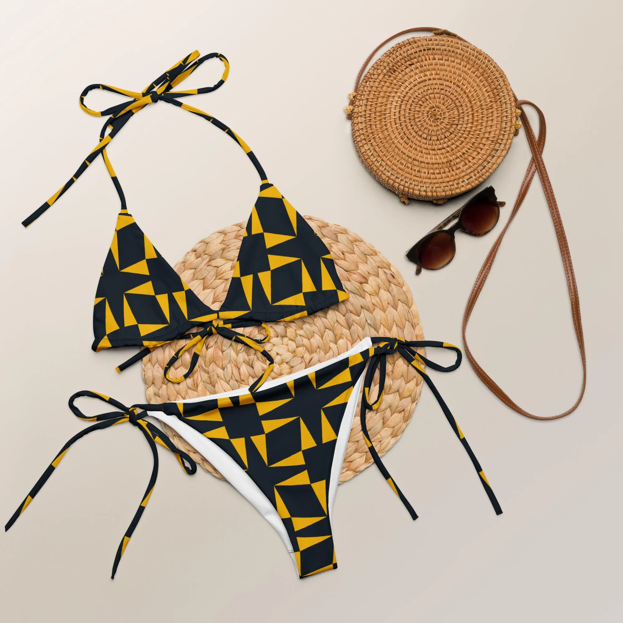 All-over print recycled string bikini