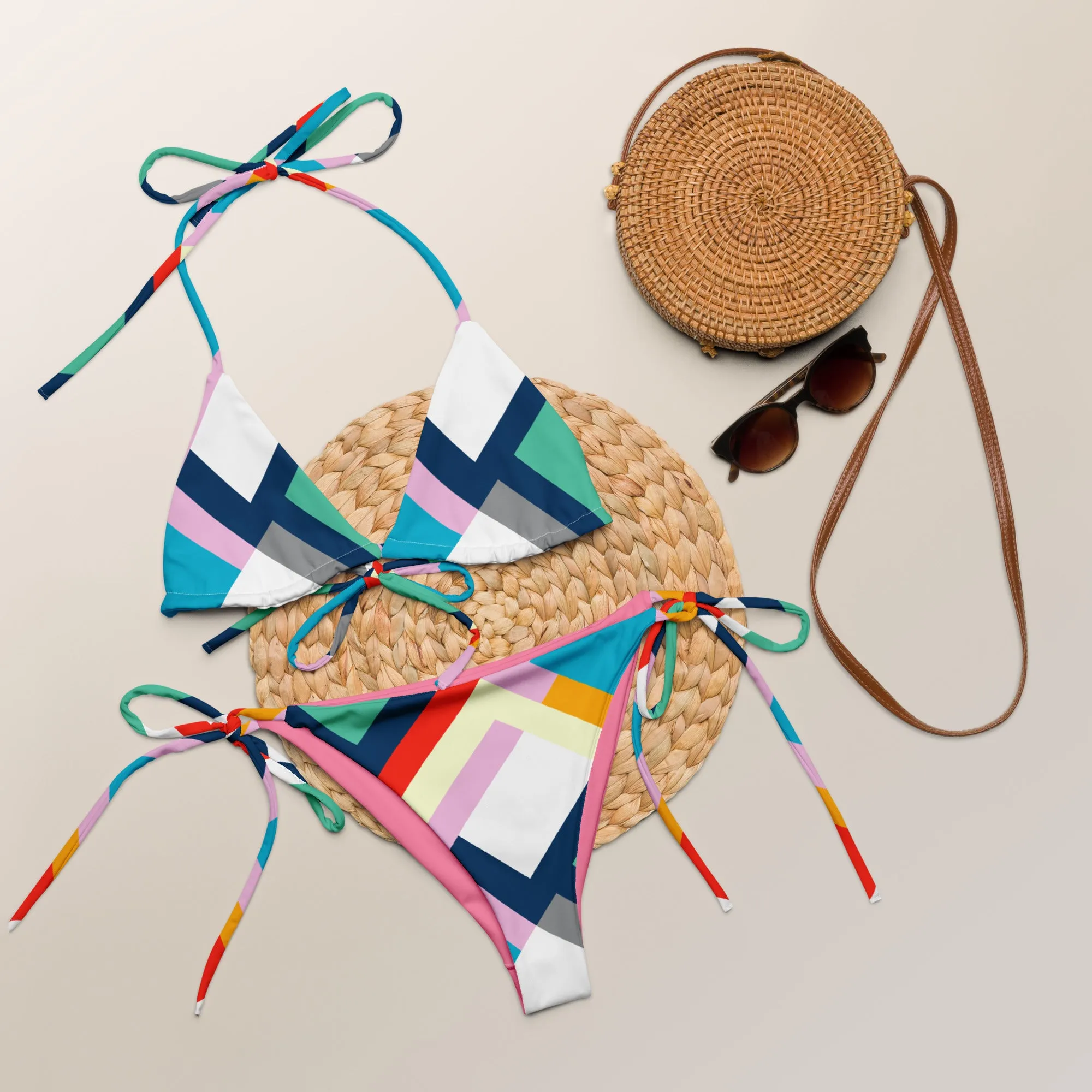 All-over print recycled string bikini