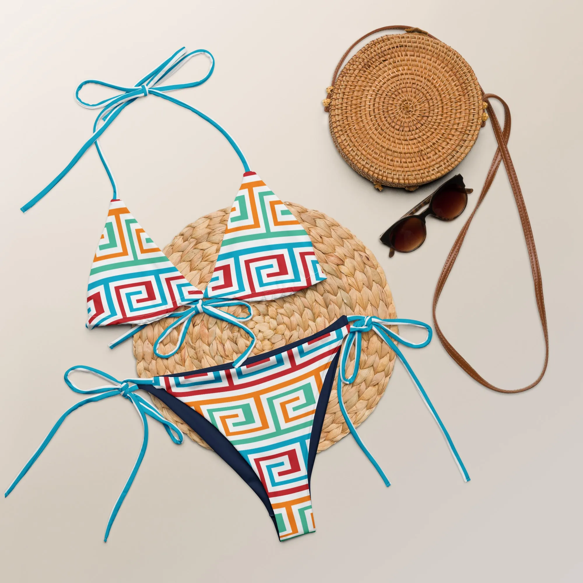 All-over print recycled string bikini