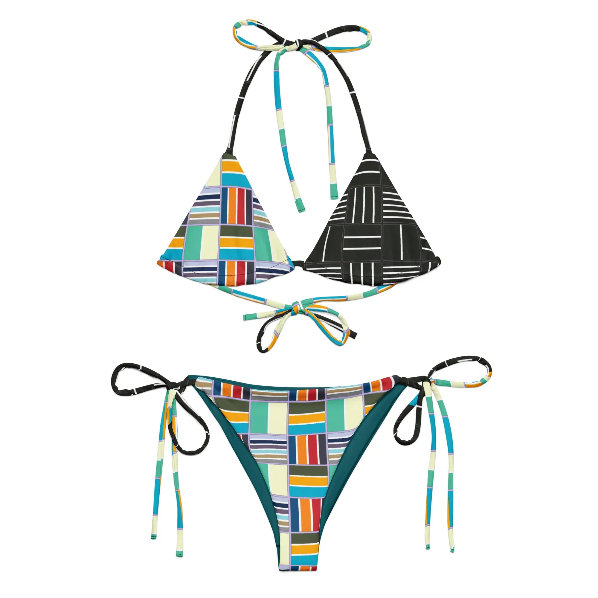 All-over print recycled string bikini