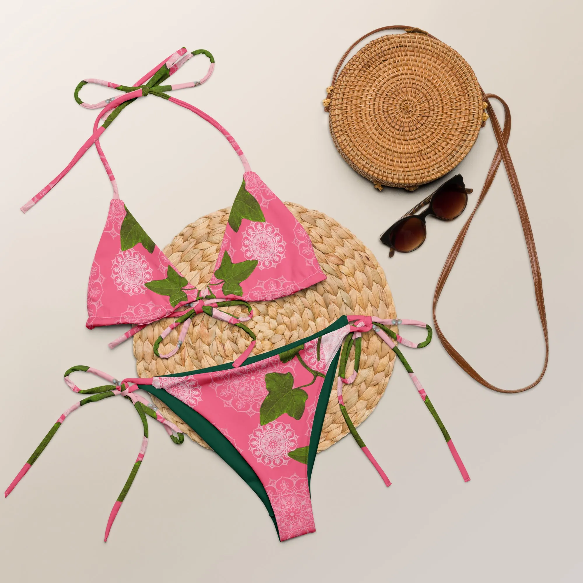 All-over print recycled string bikini