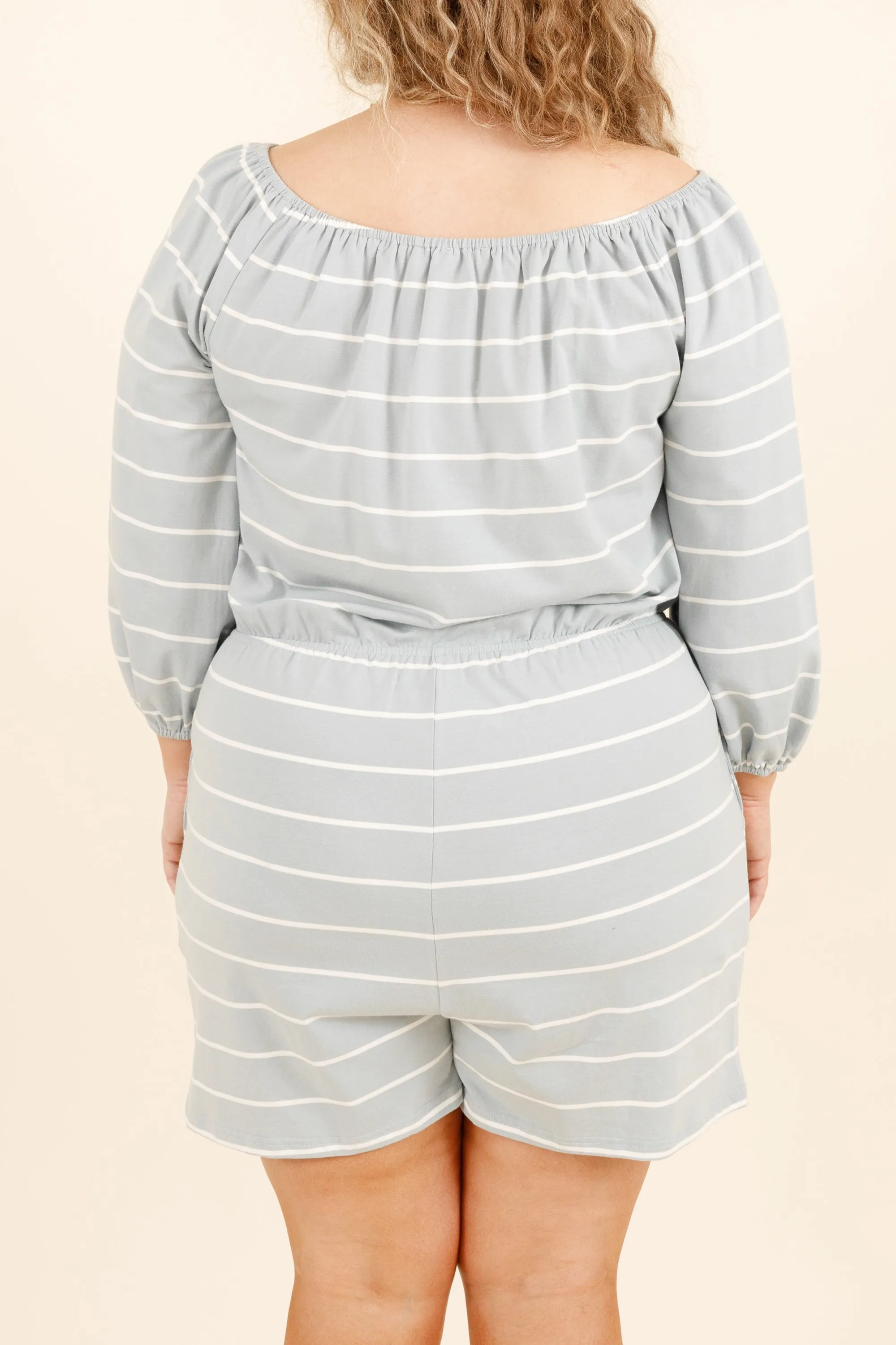 Always Adventuring Romper, Light Blue