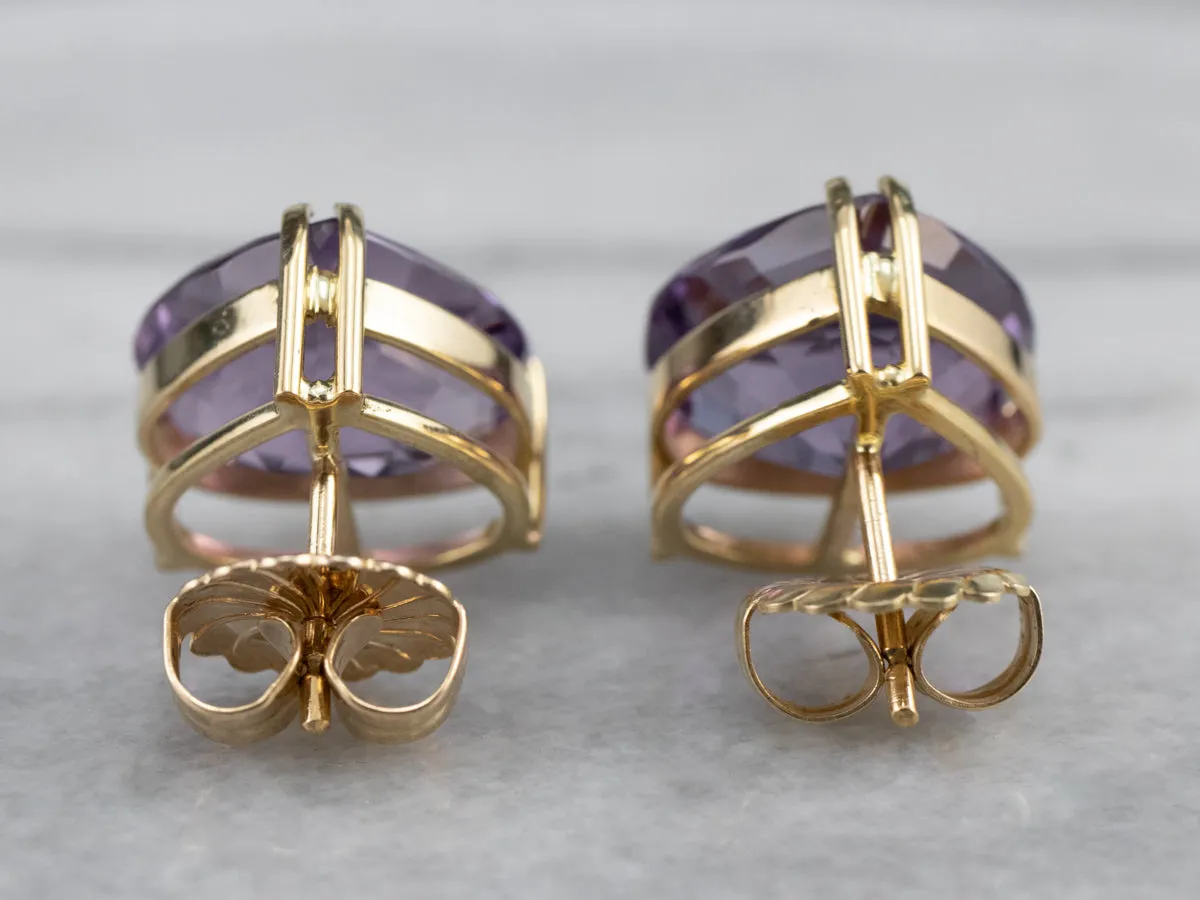 Amethyst Gold Statement Stud Earrings