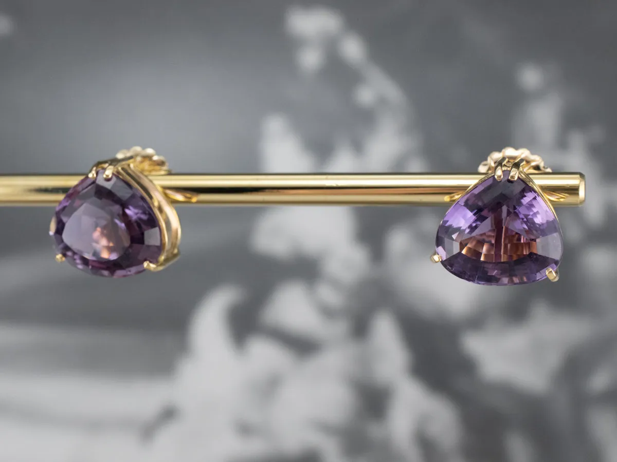 Amethyst Gold Statement Stud Earrings