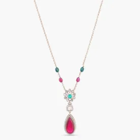 Amira Moissanites and Gemstone Silver Pendant Necklace