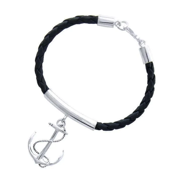 Anchor Silver Charm Nylon Bracelet TBL367