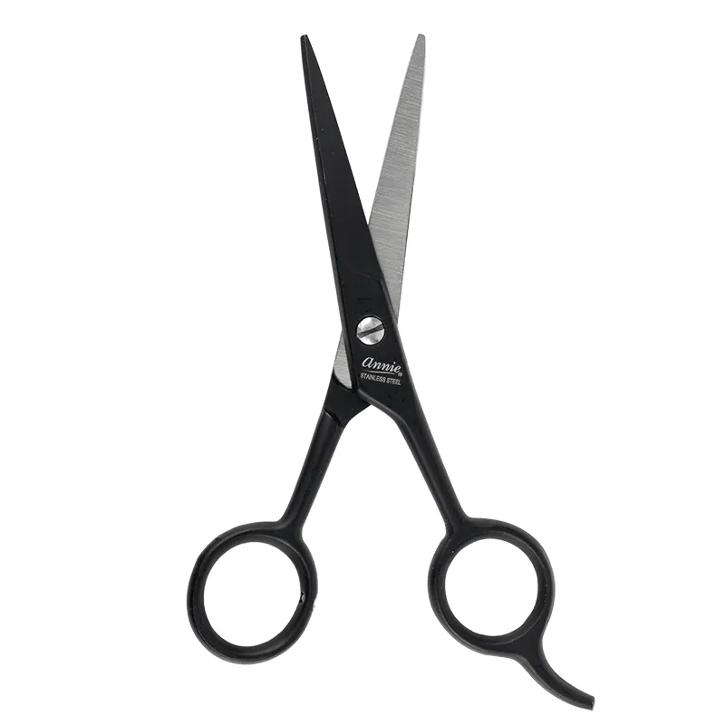 Annie 5 1/2" Premium Stainless Steel Straight Hair Shears - Black #5231