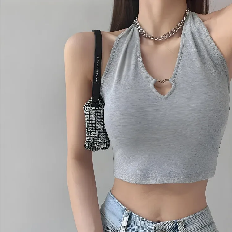 Baddie Heart Ring Halter Top