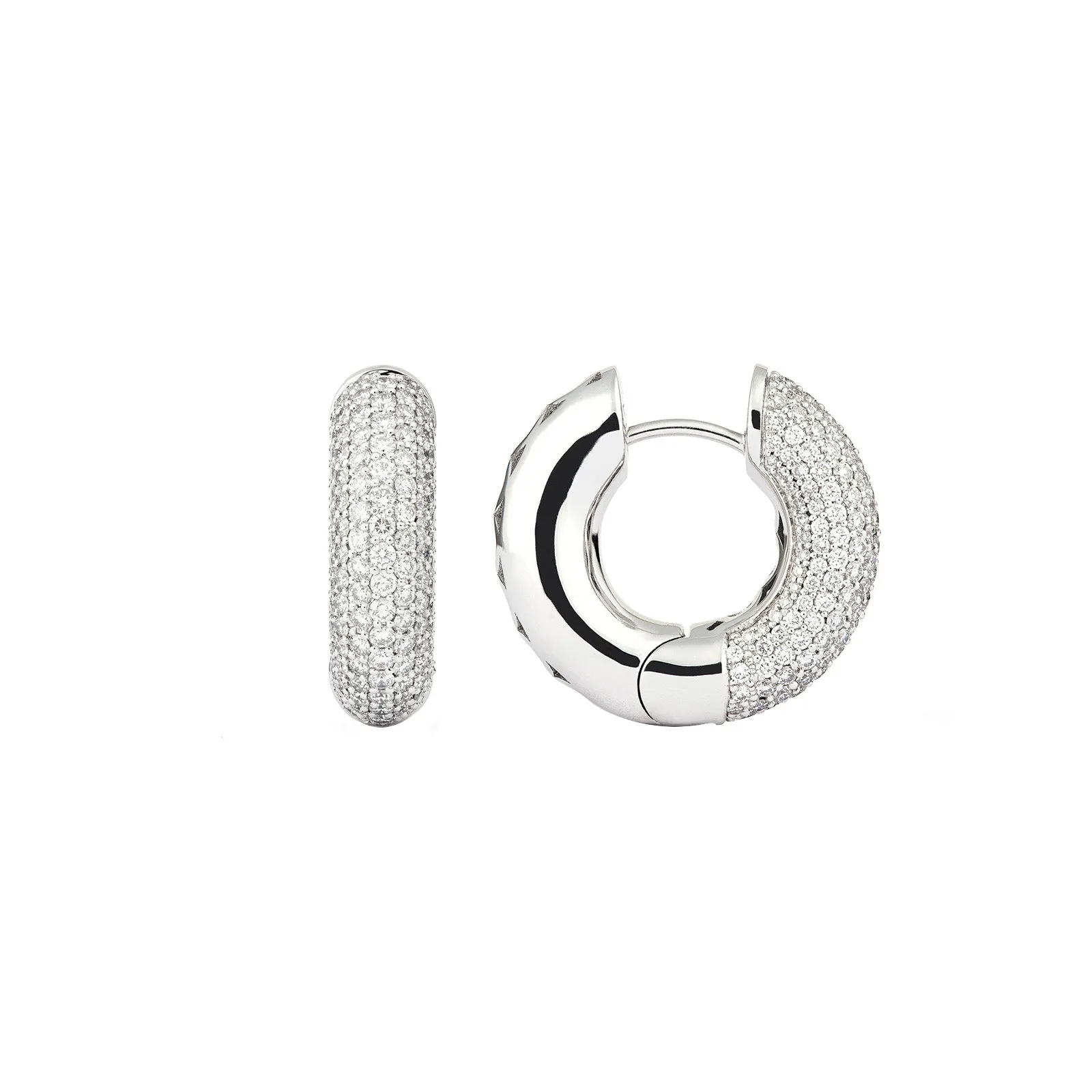 Big Pave Diamond Absolute Creoles - White Gold