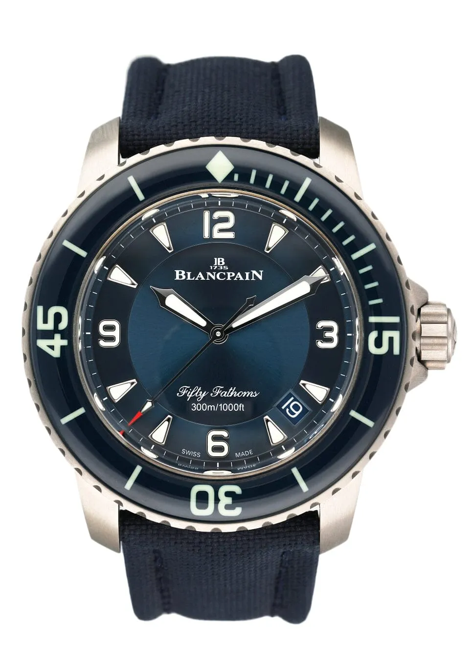 Blancpain Fifty Fathoms Automatique 5015 12B40 O52A Blue Dial Mens Watch Box Papers