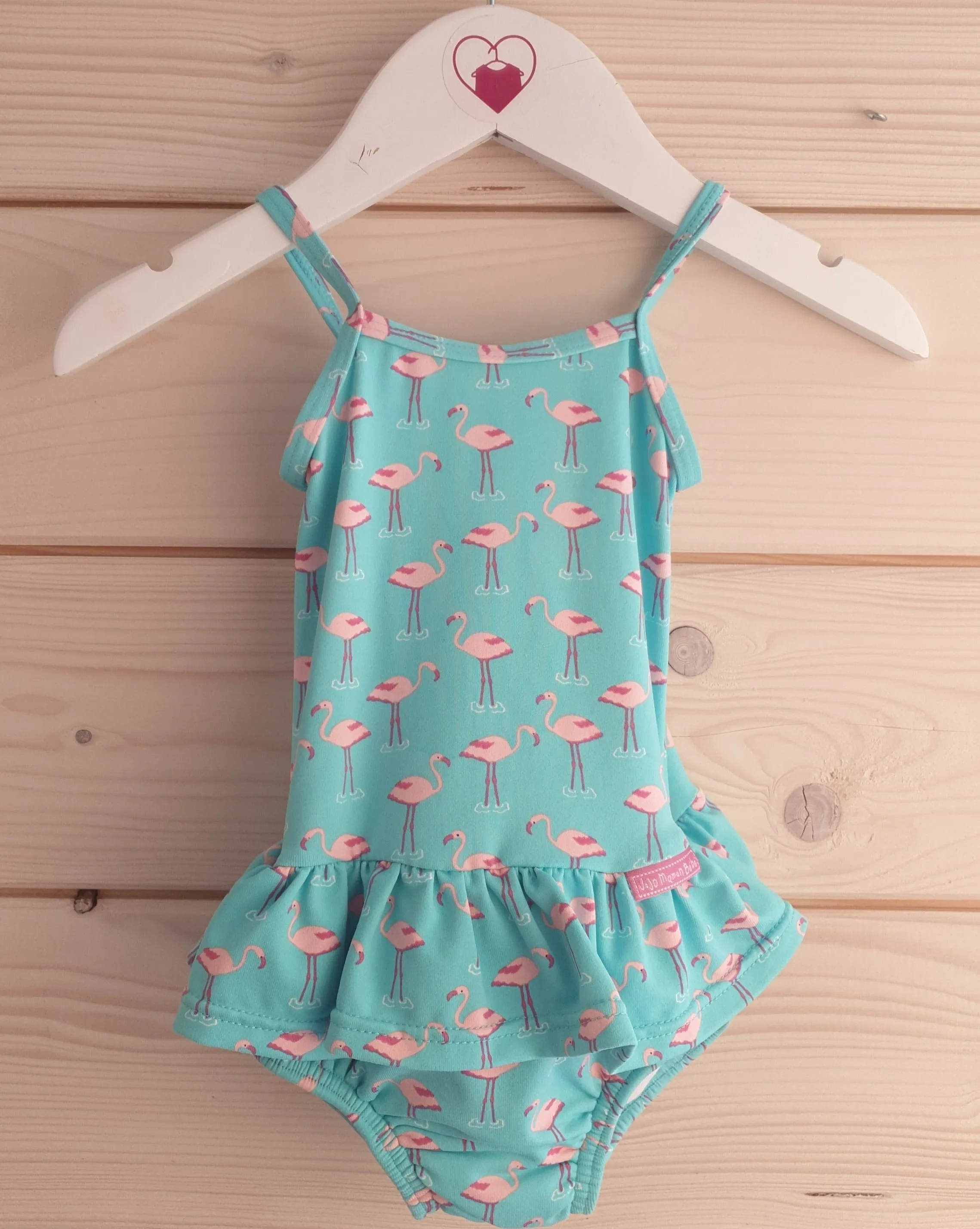 Blue & Pink Flamingo swimsuit (3-6 months)