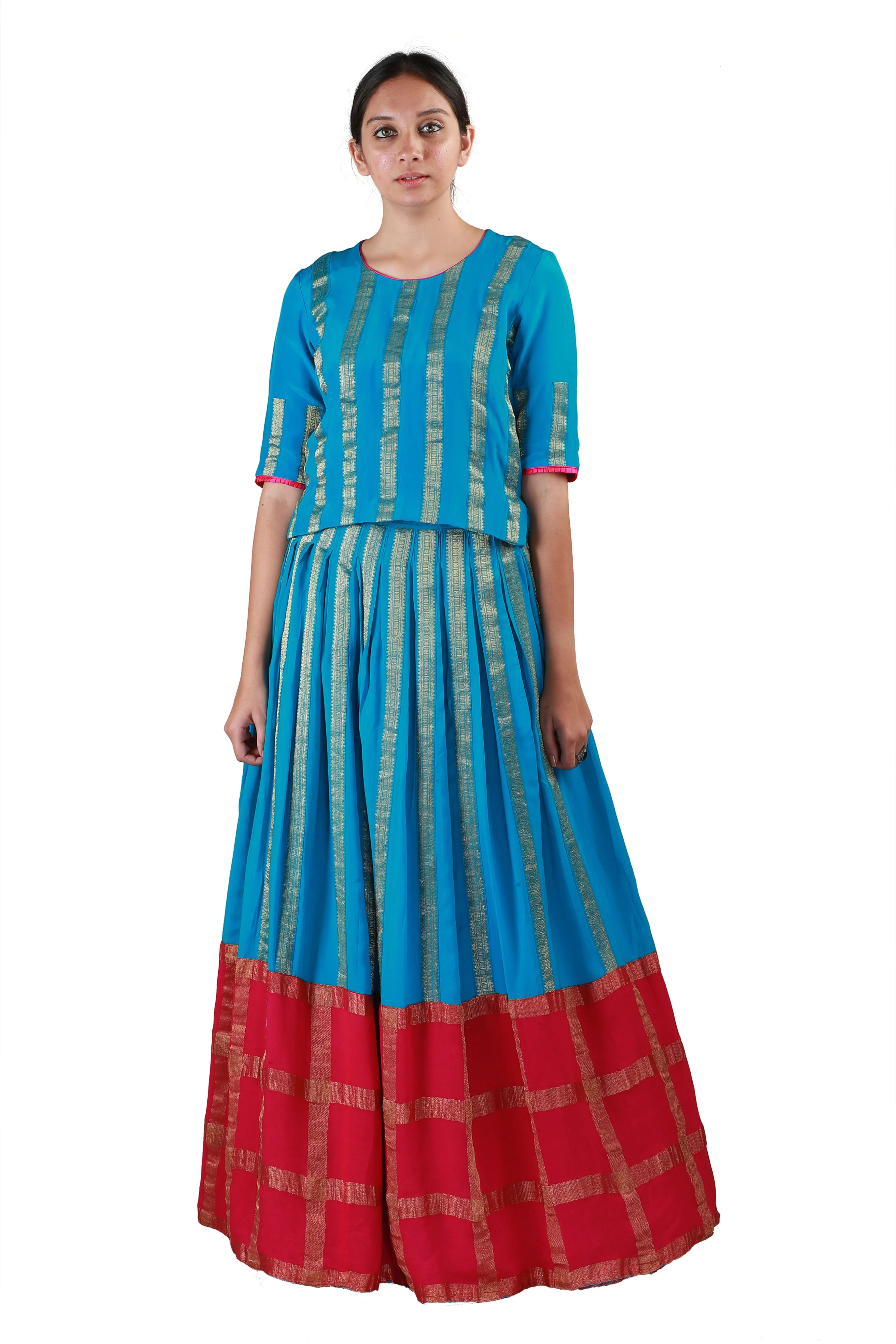 Blue and Pink Lehenga