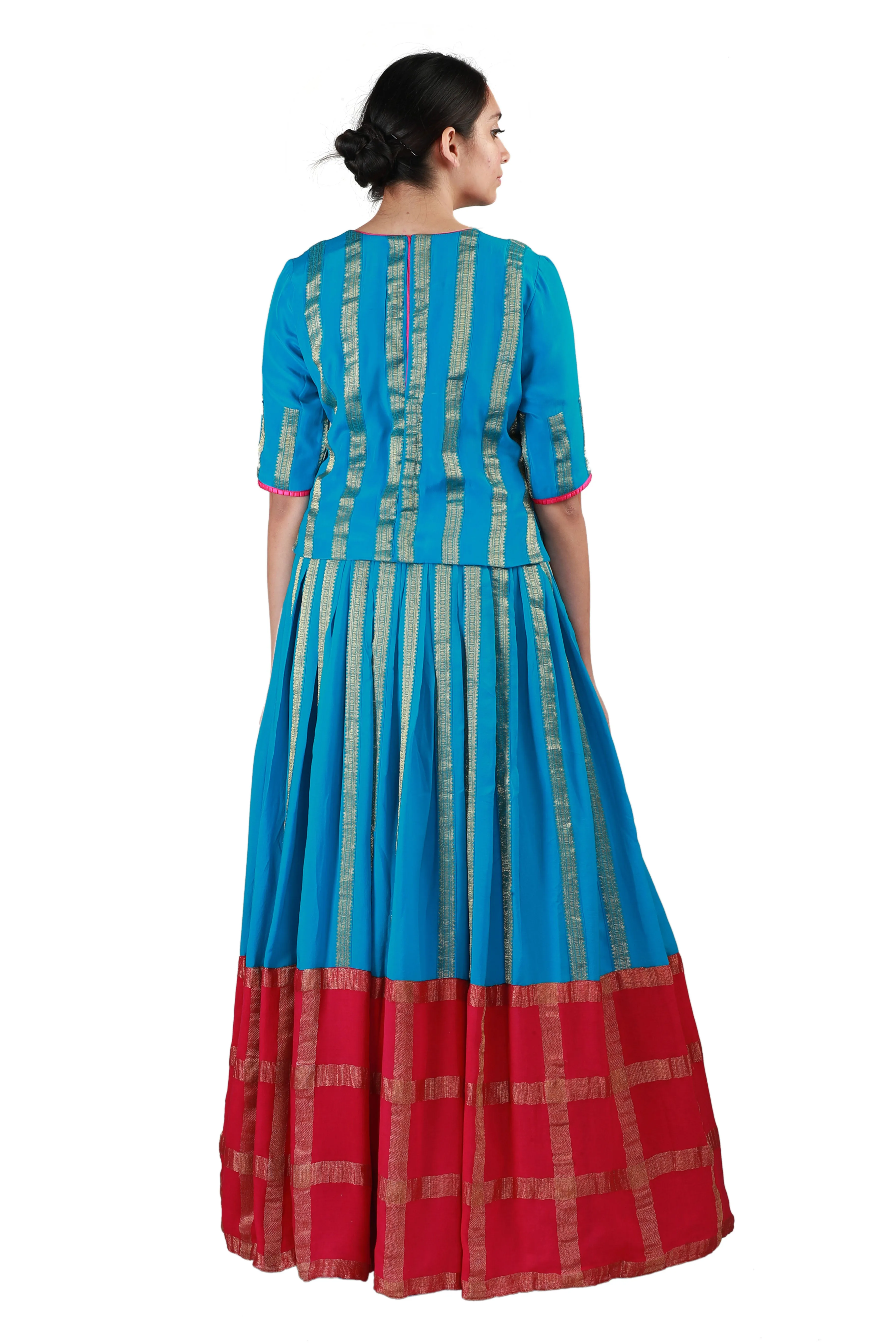 Blue and Pink Lehenga