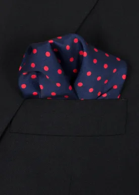 Blue Red Dots Pocket Square