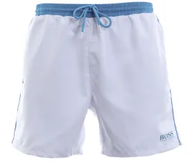 BOSS Starfish Swim Short in White & Turquoise