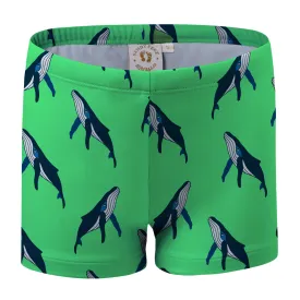 Boys Whale Pod (Green) Swim Shorts