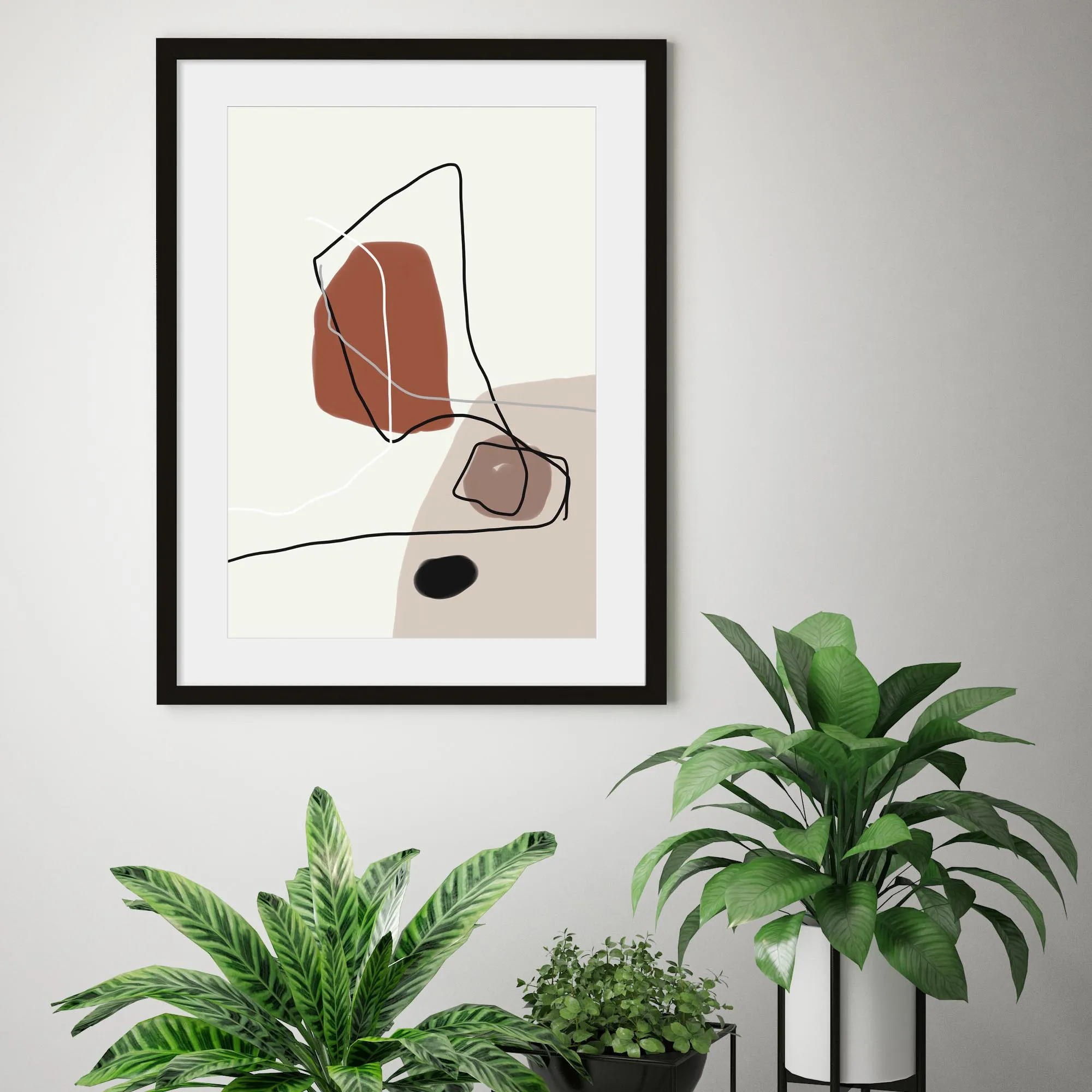 Burnt Orange Shapes Framed Art