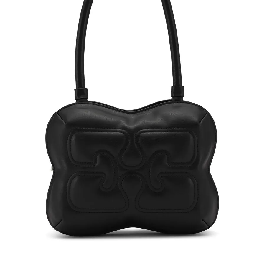 Butterfly Top Handle Bag in Black Polyester/Polyurethane/Recycled Leather Women's