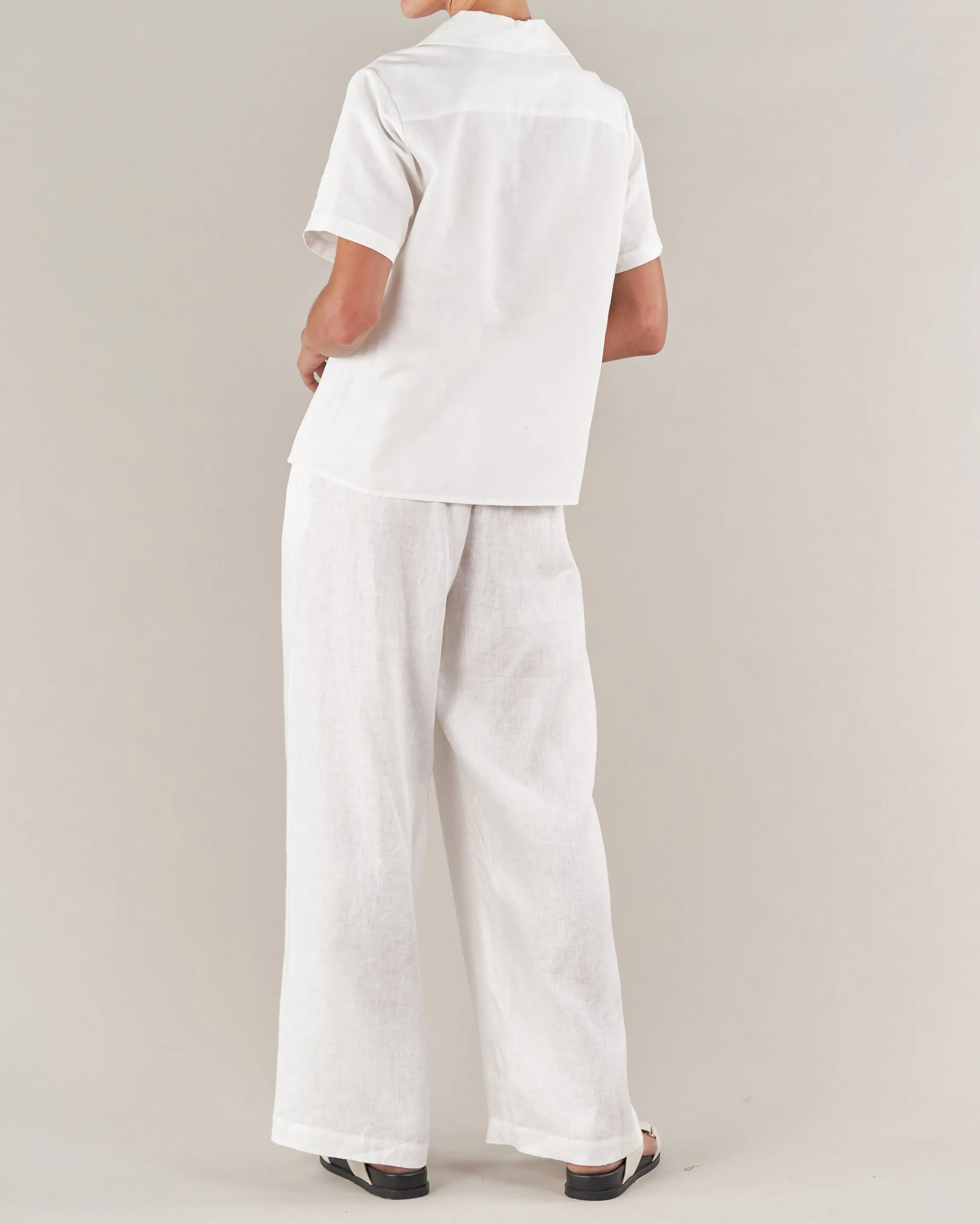 Cancun Linen Bowling Shirt - White