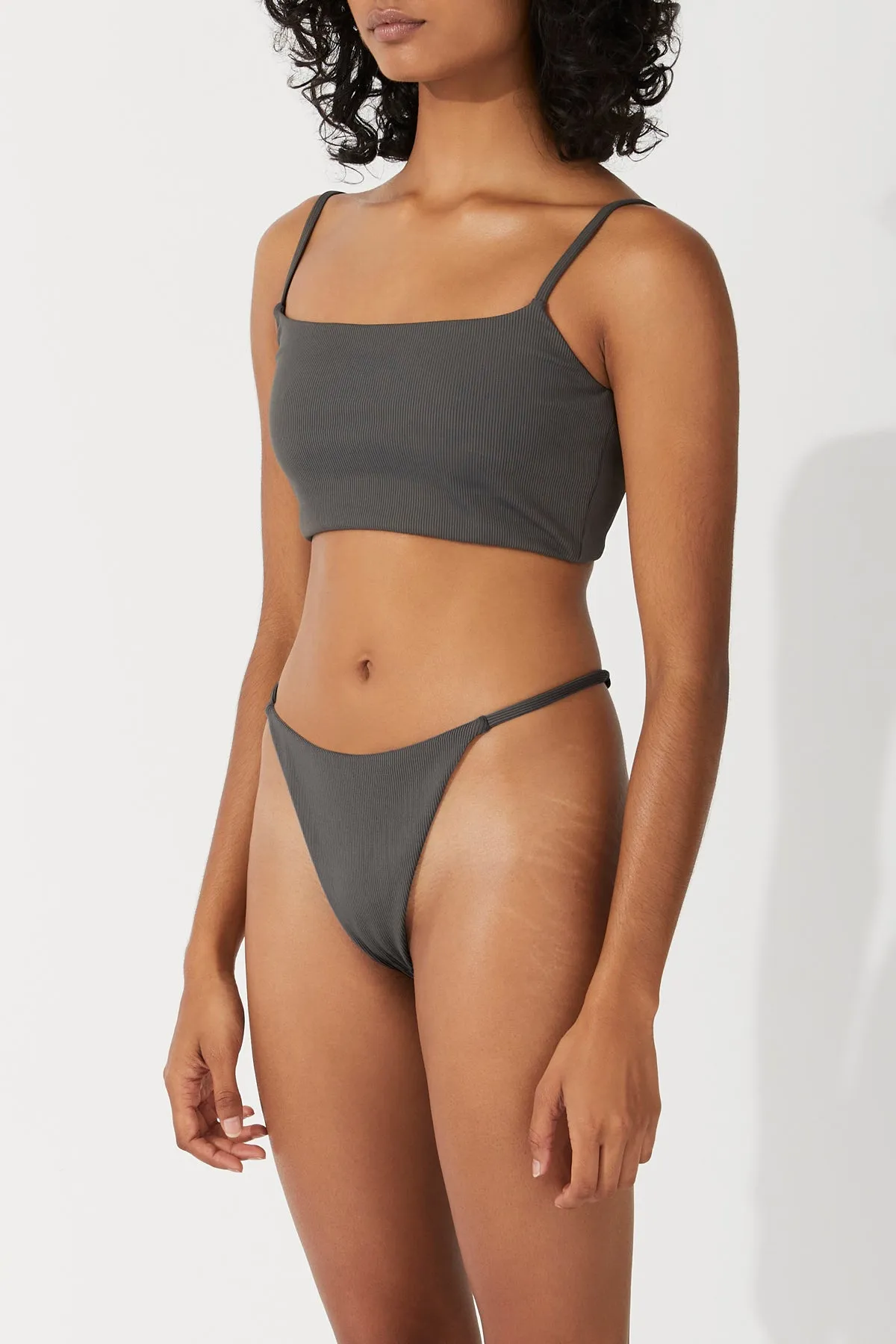 Charcoal Rib Longline Bralette