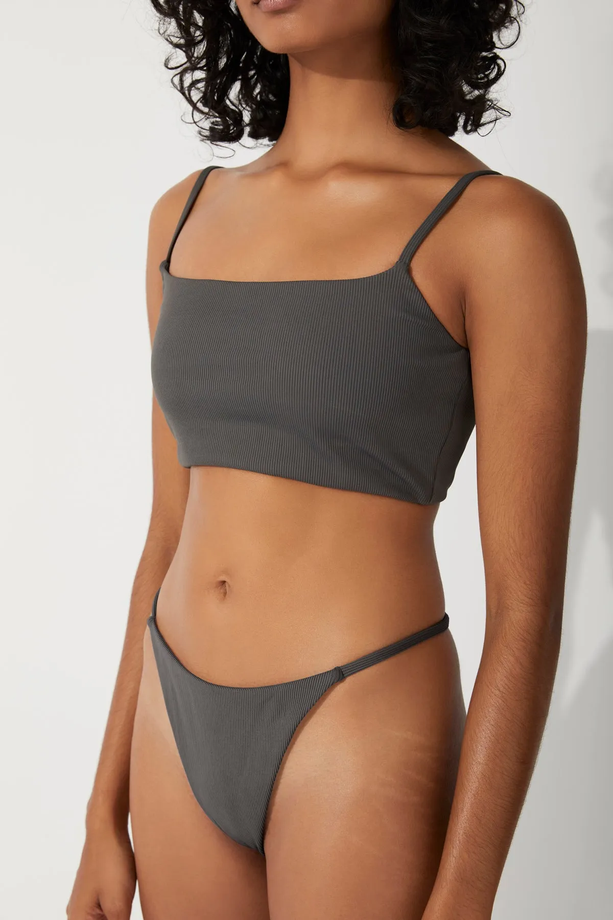 Charcoal Rib Longline Bralette