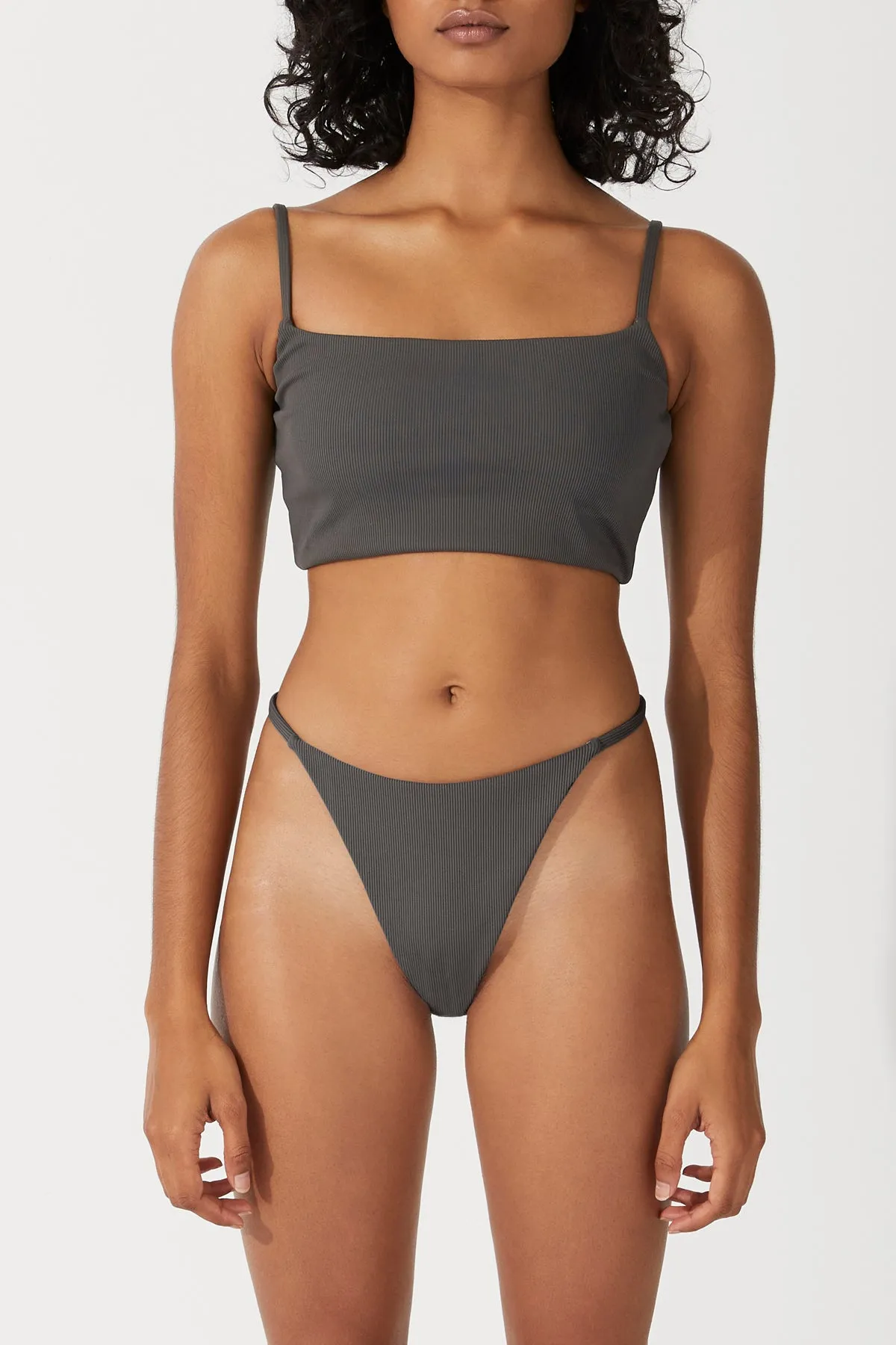 Charcoal Rib Longline Bralette