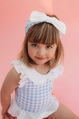 Clark and Beau Exclusive Girls Blue Gingham Headband