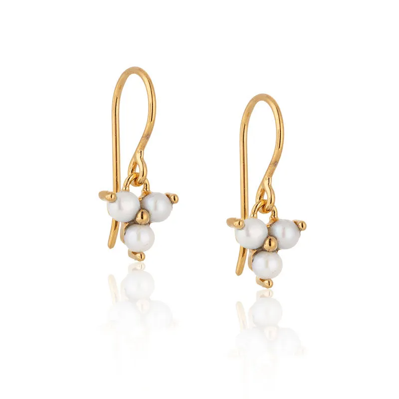 Cluster Earring, Pearl, Gold