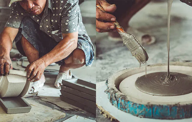 Concrete Square Tray - White