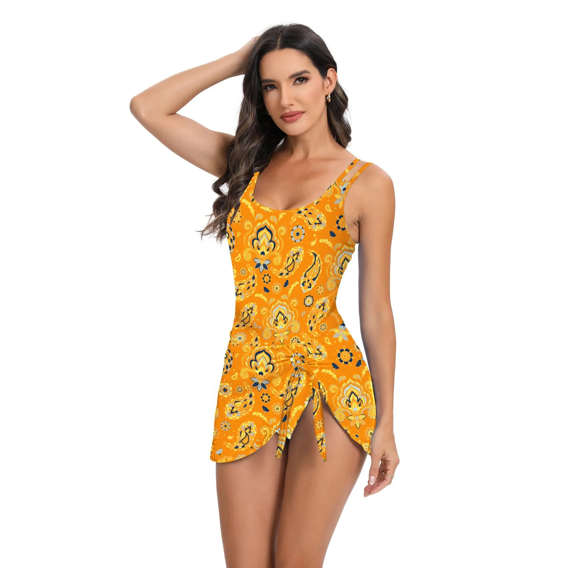 Conservative Swimwear  One-piece Printed High Waist